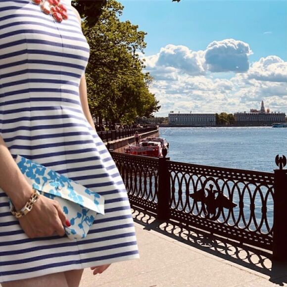 ZARA NAUTICAL STRIPES FIT & FLARE STRUCTURED SHEATH SCUBA DRESS S - Picture 2 of 8